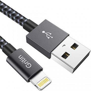 Gritin iPhone Ladekabel Lightning Kabel 1M [Apple MFi-Zertifiziert] Lightning auf USB A Kabel für iPhone XS/XS Max/XR/X/8/8 Plus/7/7 Plus/6/iPad und mehr