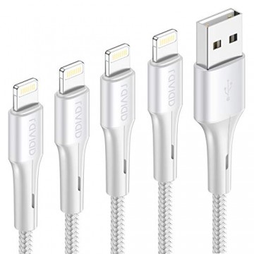 iPhone Ladekabel iPhone Kabel [4Stück 0.3M 1M 2M 3M] MFI Nylon Lightning Kabel Schnellladung USB Ladekabel für iPhone 11 Pro Max XR XS X 8 7 6s 6 Plus SE 2020 5S 5C 5 iPad Air/Pro - Silber