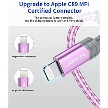 iPhone Ladekabel Lightning Kabel 1.8M JSAUX [Apple MFi Zertifiziert] Nylon Kabel für iPhone 11 XS XS Max XR X 8 8 Plus 7 7 Plus 6s 6s Plus 6 6 Plus SE 5s 5c 5 iPad Mini/Air/Pro- Lila