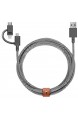 Native Union Belt Cable Universal - 2m (6 5 ft) Langes Ultrastarkes [MFi-Zertifiziert] Verstärktes Ladekabel mit 3-in-1 Adapter für Lightning- USB-C- und Micro-USB-Geräte (Zebra)