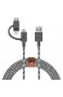 Native Union Belt Cable Universal - 2m (6 5 ft) Langes Ultrastarkes [MFi-Zertifiziert] Verstärktes Ladekabel mit 3-in-1 Adapter für Lightning- USB-C- und Micro-USB-Geräte (Zebra)