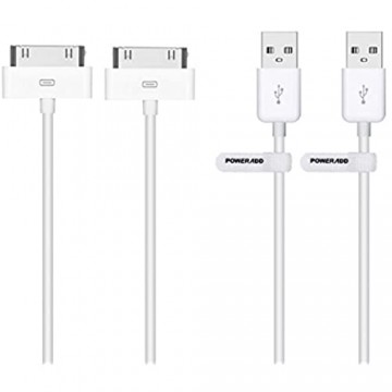 POWERADD [Apple MFi Zertifiziert Apple Synchronisieren-und Laden-Kabel USB Ladekabel mit 30 Pin Anschluss 2 Stück 1 2 m für iPhone 4 4S 4 3GS iPad 2 3 iPod Touch 2 3 4 iPod Nano 6