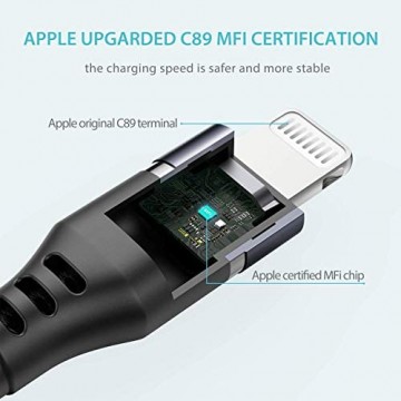 Syncwire iPhone Ladekabel 2M【2020 Neueste C89-Chips】 Ladekabel iPhone [MFi Zertifiziert] für iPhone SE 2020/11 Pro Max/11 Pro/11/XS Max/XS/XR/X/8/8 Plus/7/7 Plus/6S/6S Plus/6/6 Plus/SE/5 - Schwarz