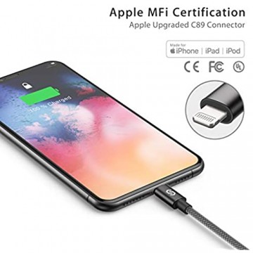 Syncwire iPhone Ladekabel 2M -【2020 Neueste C89-Chips】 Lightning Kabel [MFi Zertifiziert] für iPhone SE2/11 Pro Max/11 Pro/11/XS Max/XS/XR/X/8/8 Plus/7/7 Plus/6S/6S Plus/6/6 Plus/SE/5S iPad - Grau