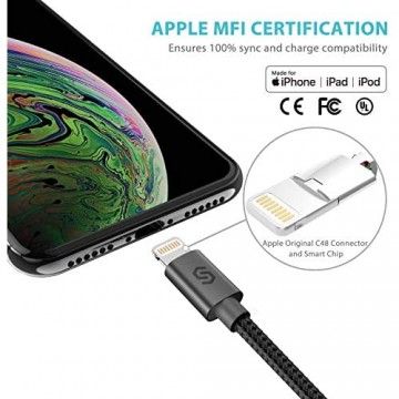 Syncwire iPhone Ladekabel Lightning Kabel 2M [Apple MFi Zertifiziert] Nylon-Geflochtenes Lightning Datenkabel für iPhone X/XR/XS Max iPhone 8 Plus/7 Plus iPhone 6/7/8 SE/5S/5C iPad