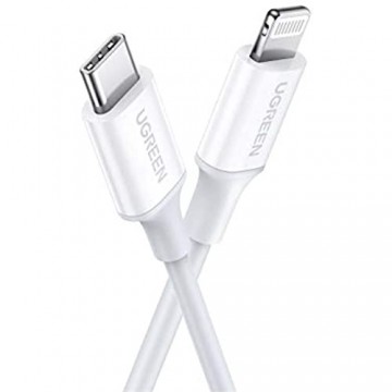 UGREEN USB C auf Lightning Ladekabel MFi Lightning Kabel Typ C Power Delivery kompatibel mit iPhone 12 Mini SE iPhone 11 Pro Max XR XS Max X 8 8 Plus iPad 2020 AirPods Pro usw. (Weiß 1M)