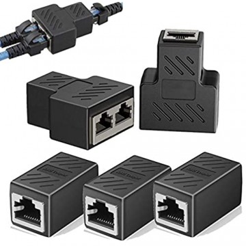 5 Stück Splitter Adapter Buchse RJ45 Line Switch Adapter 1 zu 2 Dual-Buchse Ethernet Kabel Verbinder 1 bis 2 Dual Female Port Kupplung Verbinder Netzwerkkabel Patchkabel Ethernet Kabel Adapter