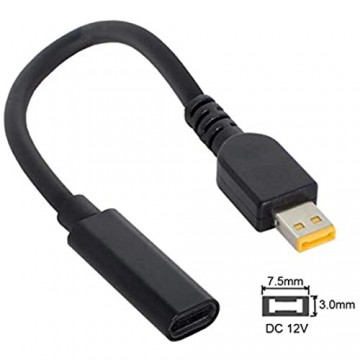 Cablecc Typ C USB-C zum Rechteck 7 5 * 3 0 mm Netzstecker DC12V PD Emulator Trigger Ladekabel für ThinkPad 10 & Helix2