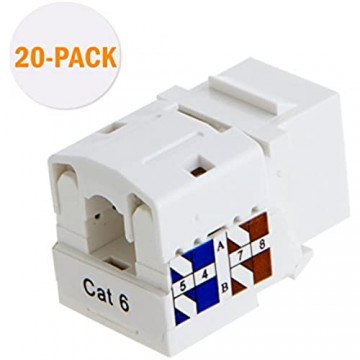 CableCreation 20er-Pack RJ45-Koppler Cat6 RJ45 Keystone Modulverbinder RJ45 Netzwerk-Koppler Ethernet-Wandsteckdose Weiß