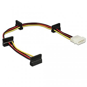 DeLock Kabel Power Molex 4 Pin Stecker > 4 x SATA 15 Pin Buchse 40 cm