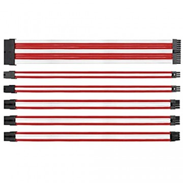 EZDIY-FAB MOD Sleeved Cable-Verlängerungskabel mit Muffe extra 24 Pin 8PIN 6PIN 4+4 Pin mit Kämmen 300mm - weiß rot
