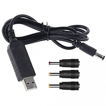Gwxevce QC 3.0 USB zu DC 5V-12V einstellbare Spannungsstromkabel für Router-Lüfter IP-Kamera Schwarz