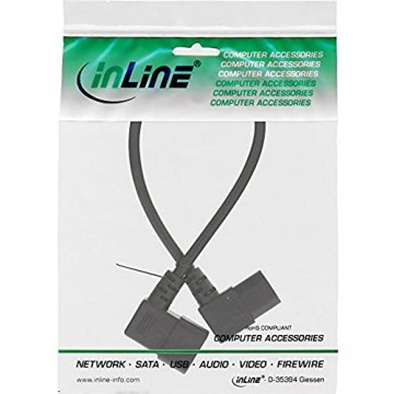 InLine 16606A Netzkabel Kaltgeräteverlängerung C13 auf C14 90° abgewinkelt 0 5m