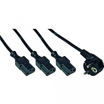 InLine 16653H Netz-Y-Kabel 1x Schutzkontaktstecker zu 3x Kaltgerätestecker Version 3 (2m+1/3/2m)