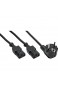 InLine 16657F Netz-Y-Kabel 1x Schutzkontaktstecker zu 2x Kaltgerätestecker 5m