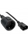 InLine 16659L Netz Adapter Kabel Kaltgeräte C14 auf Schutzkontakt Buchse für USV 2m