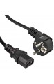 PremiumCord Netzkabel 230V 10m Stromkabel mit Schutzkontakt gewinkelt auf Kaltgerätebuchse C13 IEC 320 PC Netzkabel 3 Polig Farbe schwarz
