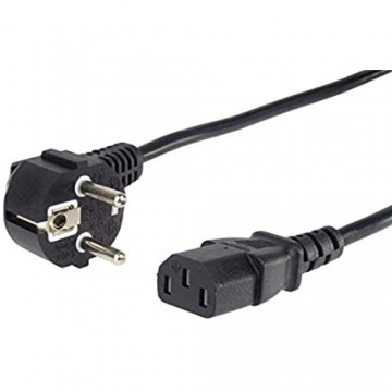 PremiumCord Netzkabel 230V 2m Stromkabel mit Schutzkontakt gewinkelt auf Kaltgerätebuchse C13 IEC 320 PC Netzkabel 3 Polig Farbe schwarz