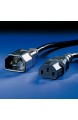 ROLINE Stromkabel mit Kaltegerätstecker | IEC320 C14 Stecker und C13 Buchse | Schwarz | 0 5 m