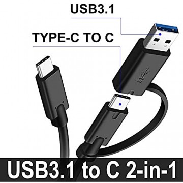 SHULIANCABLE USB C Kabel 2 in 1 USB-C zu USB A 3.1 100W Power Delivery 1m E-Mark Chip SuperSpeed 10 Gbit s für MacBook iPad Huawei MateBook Galaxy S20/10 (Black 2 in 1)