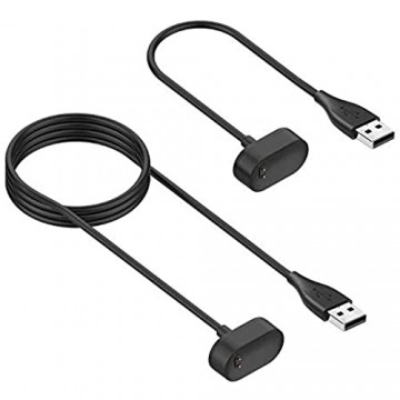 Simpeak Ladekabel Kompatibel für Fitbit Inspire/Inspire HR [2 Stück 100cm+31cm] USB Ersatz Ladegerät Kompatibel mit Fitbit Inspire HR - Schwarz