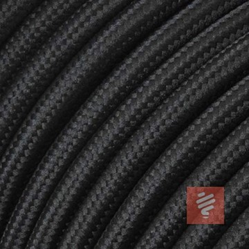 Textilkabel Zuleitung mit Schuko-Stecker (Winkelstecker aus Duroplast: Bakelit Optik) Leitung H03VV-F 3x0.75mm² 3-adrig Schwarz 1.8 Meter