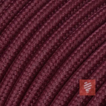 Textilkabel Zuleitung mit Schuko-Stecker (Winkelstecker aus Duroplast: Bakelit Optik) Leitung H03VV-F 3x0.75mm² 3-adrig Bordeaux-Rot 1.8 Meter