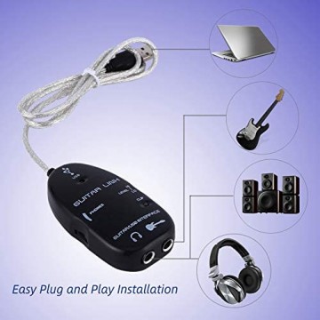 USB-Gitarrenkabel professionelle Gitarre USB-Schnittstelle Kabelverbindung Audio Kabelkonfiguration für PC-Aufnahmeadapter/Gitarrenadapter