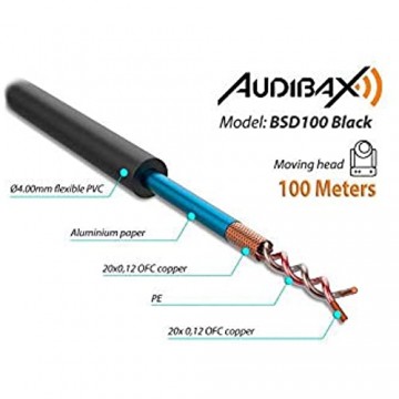 Audibax Silver BSD100 Schwarze Spule DMX Kabel 100 Meter