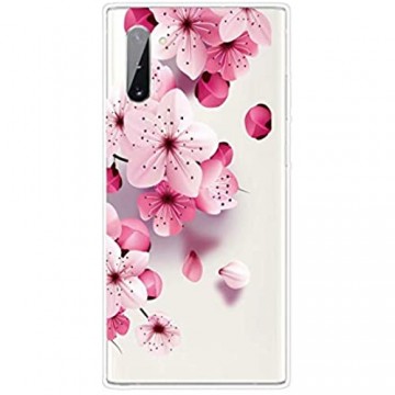 Miagon Transparent Hülle für Samsung Galaxy Note 10 Kirsche BlumeMuster Kreativ Süße Durchsichtig Klar Soft Ultra Dünn Silikon Case Cover Schutzabdeckung