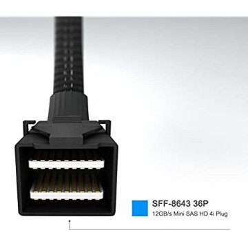 CableCreation SFF-8643 auf SFF 8639 Kabel 12 GB/s Mini SAS HD Kabel internes Mini SAS SFF 8643 zu U.2 SFF 8639 Kabel mit 15-poliger SATA-Strombuchse 50 cm 3.3 FT