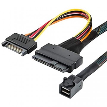 CableCreation SFF-8643 auf SFF 8639 Kabel 12 GB/s Mini SAS HD Kabel internes Mini SAS SFF 8643 zu U.2 SFF 8639 Kabel mit 15-poliger SATA-Strombuchse 50 cm 3.3 FT