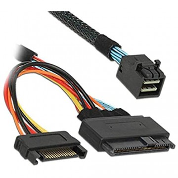 CableDeconn 8643 Mini-SAS-Kabel (intern HD 0.5 m) Mini SAS SFF 8643 to 8639 with 15Pin SATA Power