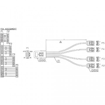 InLine 27620B SAS Anschlusskabel Mini-SAS SFF-8087 an 4x SATA 1:1 OCR 1m