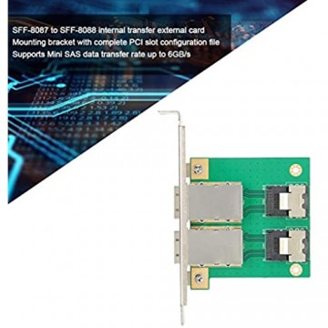 T opiky Adapterkarte SFF-8087 bis SFF-8088 Adapter mit Aluminium-Befestigungsrahmen Mini SAS 6 GB/s Interne Externe elektronische Übertragung H0305 MINISAS
