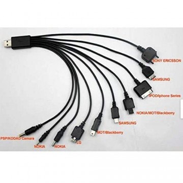 YOUBO 10-in-1 Universal-USB-Kabel für Handys mehrere Linien für iPhone iPad Samsung HTC Nokia MP3