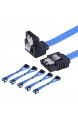 6 Stück 18 Zoll SATA III 6.0 Gbps Kabel SATA Anschlusskabel mit Verriegelungslasche und 90-Grad-Stecker Blau