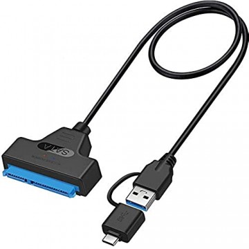 AndThere USB C auf SATA Adapter Kabel USB 3.0 zu SATA Adapter USB C auf SATA Festplattenadapter Konverter für 2 5 Zoll Festplatten Laufwerke SSD HDD SATA Konverter Unterstützt UASP SATA I II III