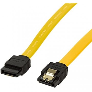 BIGtec 0 2m SATA Kabel S-ATA 3 Datenkabel Anschlusskabel HDD SSD 6GBit/s Stecker L-Type/L-Type 20cm vergoldet gerade/gerade Serial ATA Verriegelung Farbe gelb