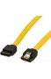 BIGtec 0 2m SATA Kabel S-ATA 3 Datenkabel Anschlusskabel HDD SSD 6GBit/s Stecker L-Type/L-Type 20cm vergoldet gerade/gerade Serial ATA Verriegelung Farbe gelb