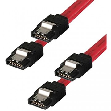 BIGtec 2 Stück 50cm SATA Kabel Datenkabel Anschlußkabel S-ATA Verbindungskabel PC Anschluß Adapter rot Clip Metall 6 GBit/s Serial ATA - Stecker gerade - Stecker gerade (2´er Bundle - Doppelpack)