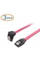 Cable Matters 3er-Pack 90 Grad rechter Winkel SATA III Sata Kabel 6gb/s (Sata 3 Kabel) in rot - 45cm