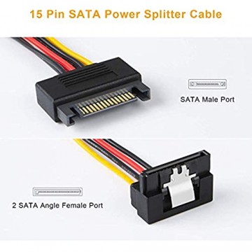 CableCreation SATA-Stromkabel 15-poliger SATA-Stecker (15 24 cm) auf 2 SATA-15-polige 15-polige SATA-Splitterkabel 2 Stück