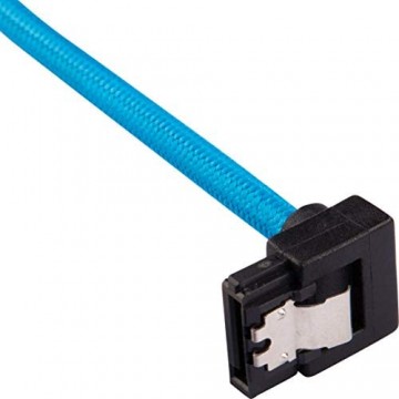 Corsair Premium Sleeved SATA 3 Kabel gewinkelt / gerade (6Gbps 30 cm 90°) Blau