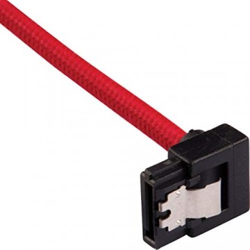 Corsair Premium Sleeved SATA 3 Kabel gewinkelt / gerade (6Gbps 60 cm 90°) Rot