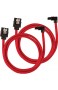 Corsair Premium Sleeved SATA 3 Kabel gewinkelt / gerade (6Gbps 60 cm 90°) Rot