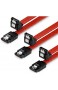 deleyCON 3X 50cm SATA 3 Nylon Kabel Set Datenkabel 6 Gbit/s Anschlusskabel Verbindungskabel Mainboard HDD SSD Festplatte 1 S-ATA Stecker 90° Gewinkelt Rot