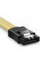 deleyCON 50cm SATA III Kabel S-ATA 3 Datenkabel - HDD SSD Verbindungskabel Anschlusskabel Metall-Clip 6 GBit/s - 2 Gerade L-Type Stecker - Gelb