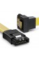deleyCON 50cm SATA III Kabel S-ATA 3 Datenkabel Verbindungskabel Anschlusskabel für HDD SSD mit Metall-Clip - 6 GBit/s - 1x Gerade 1x 90° L-Type Stecker - Gelb