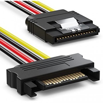 deleyCON SATA Kabel Set 4X SATA III Kabel mit Stecker Gerade + Strom Adapter Kabel - SSD HDD Festplatte